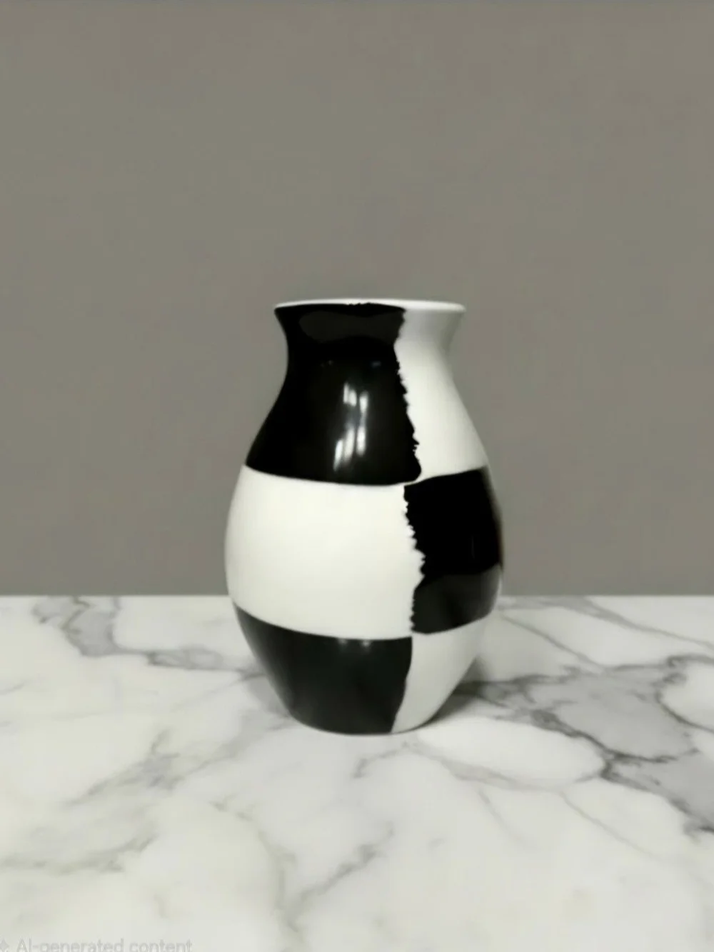 Vintage MCM Bitossi Ceramic black and white checkered vase, Italy 8